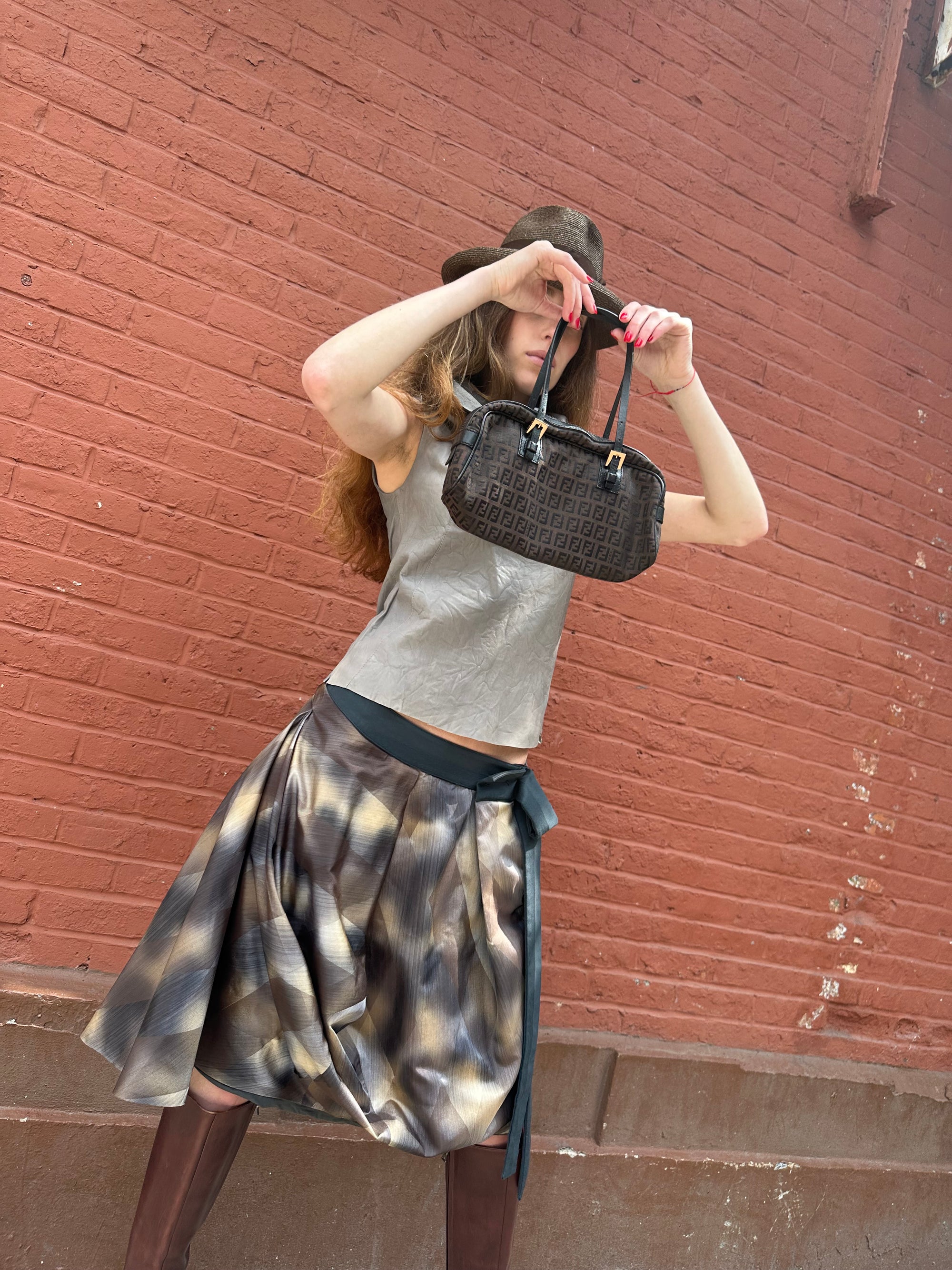 Fendi Brown Zucchino Canvas/ Leather Shoulder Bag