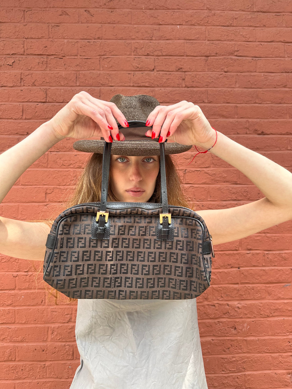 Fendi Brown Zucchino Canvas/ Leather Shoulder Bag