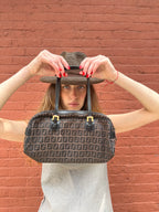 Fendi Brown Zucchino Canvas/ Leather Shoulder Bag