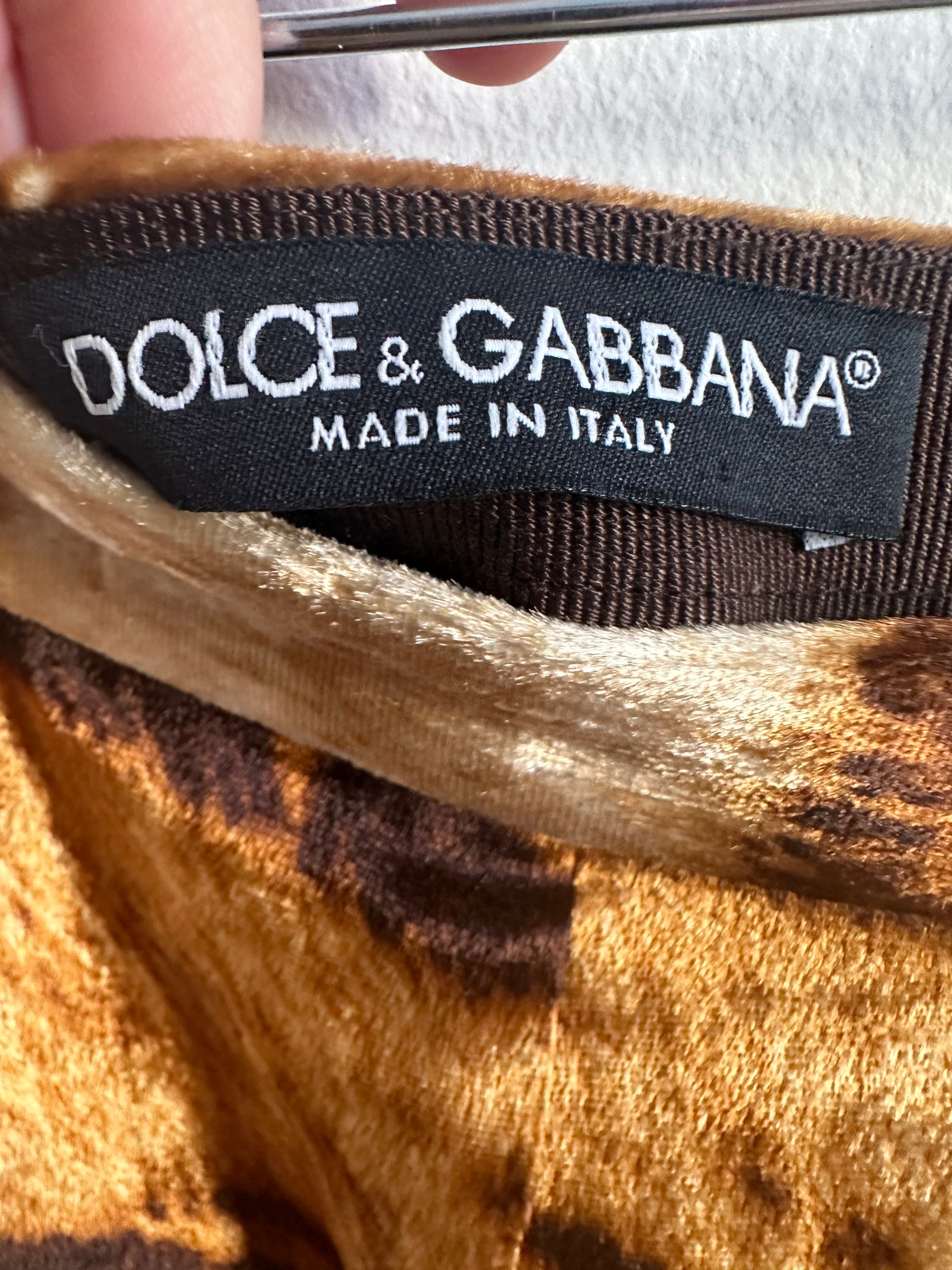 Dolce and Gabbana Velvet Animal Print Pencil Skirt