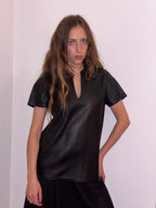 bespoke short sleeve leather shirt