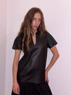 bespoke short sleeve leather shirt
