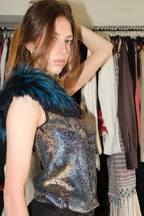 Fendi one shouldered sequin fur tunic