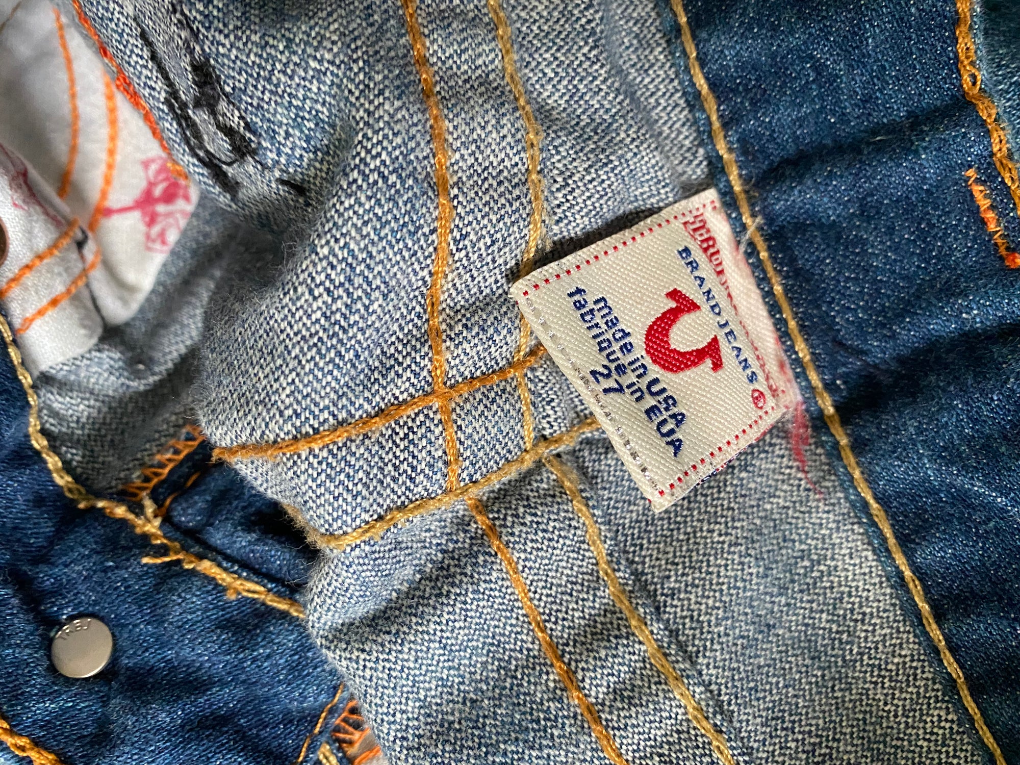 True Religion Snakeskin Low Rise Bell Bottoms