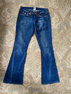 True Religion Snakeskin Low Rise Bell Bottoms